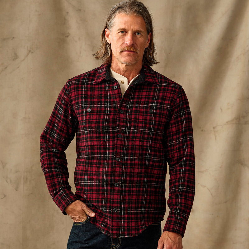 8-oz. wool guide shirt by Filson | Wine / black plaid (Red)