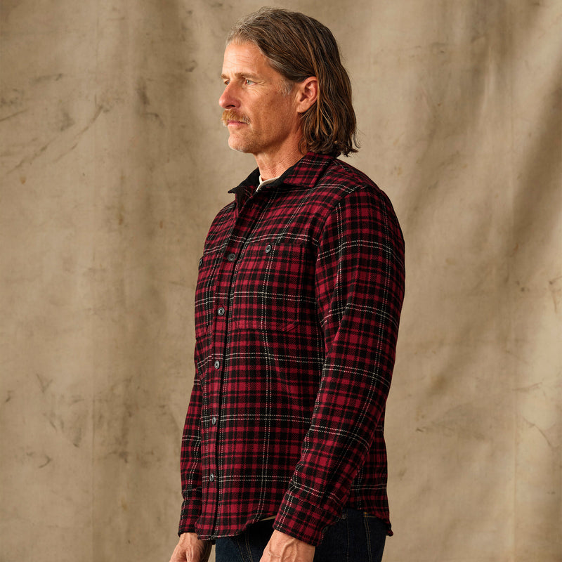 8-oz. wool guide shirt by Filson | Wine / black plaid (Red)