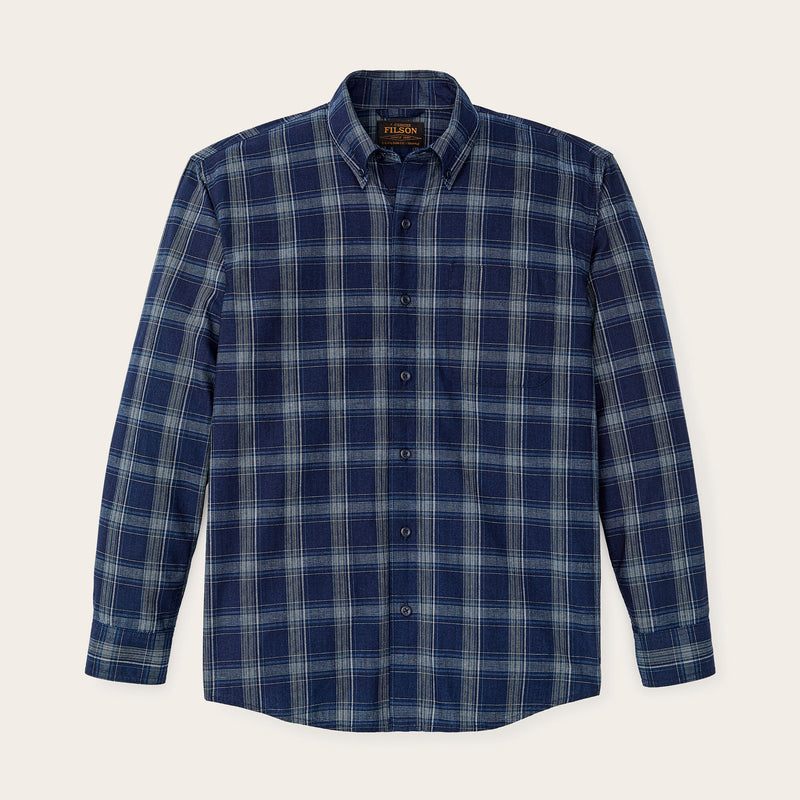 Chambray button-down shirt par Filson | Dark indigo plaid (Blue)