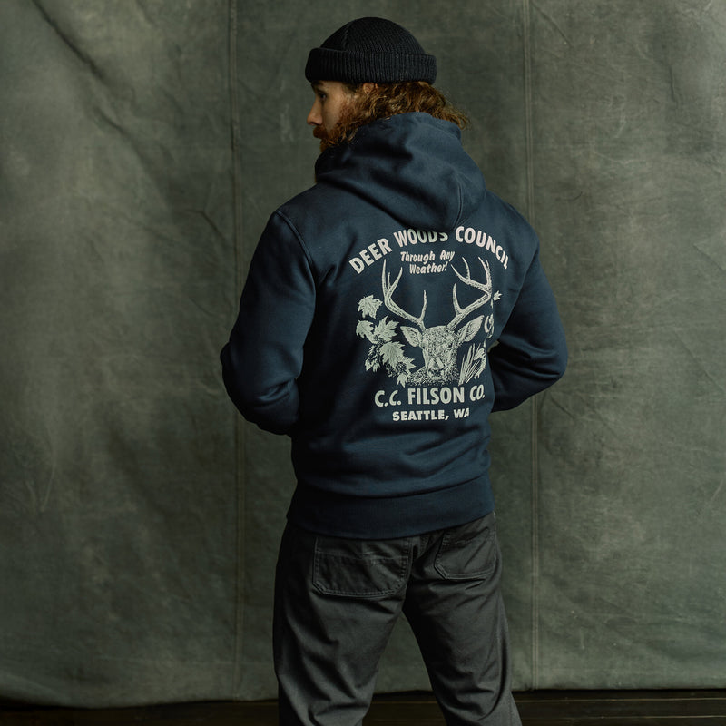 Prospector graphic hoodie von Filson | Night sky / buck (Blue)