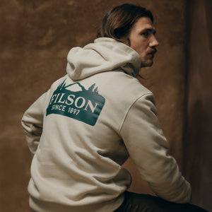 Felpa con cappuccio prospector graphic di Filson | Cliff gray / scenic (Beige)