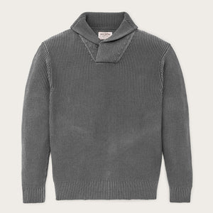 Vintage cotton shawl neck sweater par Filson | Charcoal (Gray)