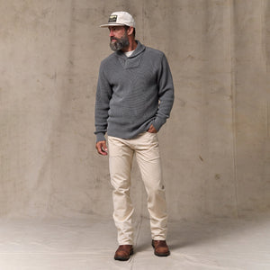 Vintage cotton shawl neck sweater par Filson | Charcoal (Gray)