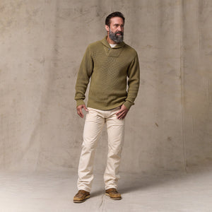 Vintage cotton shawl neck sweater par Filson | Cork (Beige)