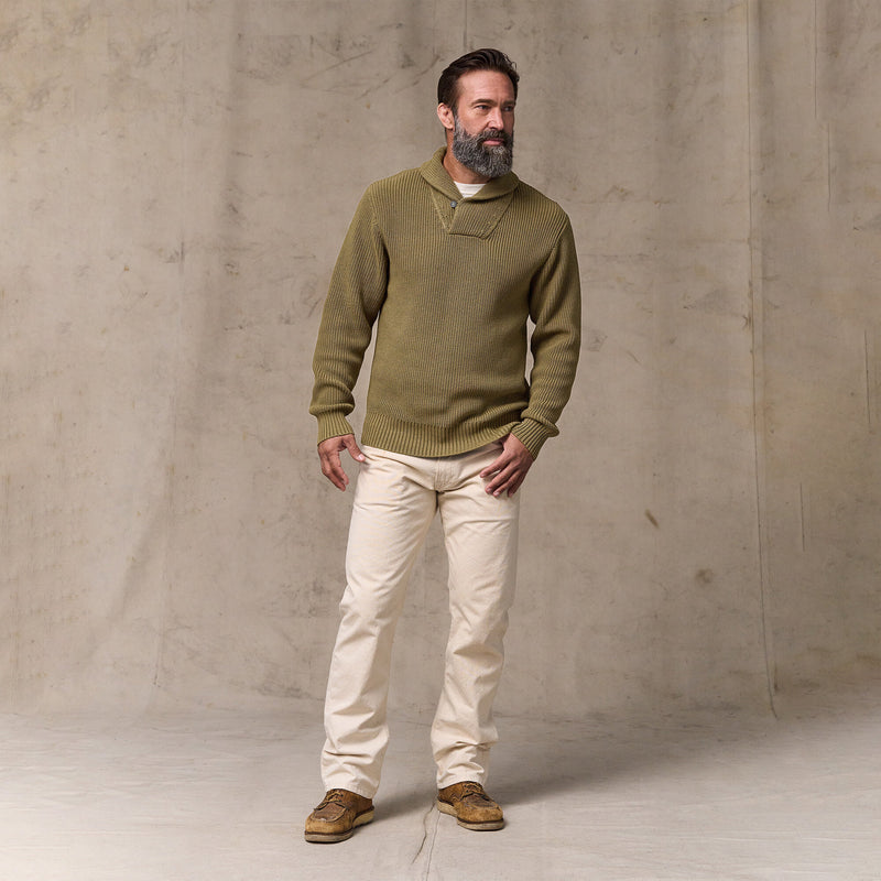 Vintage cotton shawl neck sweater par Filson | Cork (Beige)