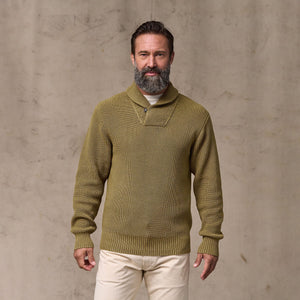 Vintage cotton shawl neck sweater par Filson | Cork (Beige)