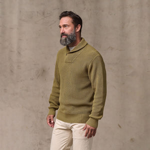 Vintage cotton shawl neck sweater par Filson | Cork (Beige)