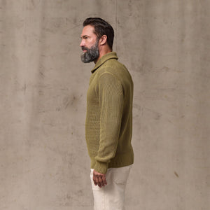 Vintage cotton shawl neck sweater par Filson | Cork (Beige)