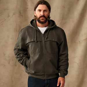 Field knit reinforced full-zip hoodie by Filson | Black olive (Brown)
