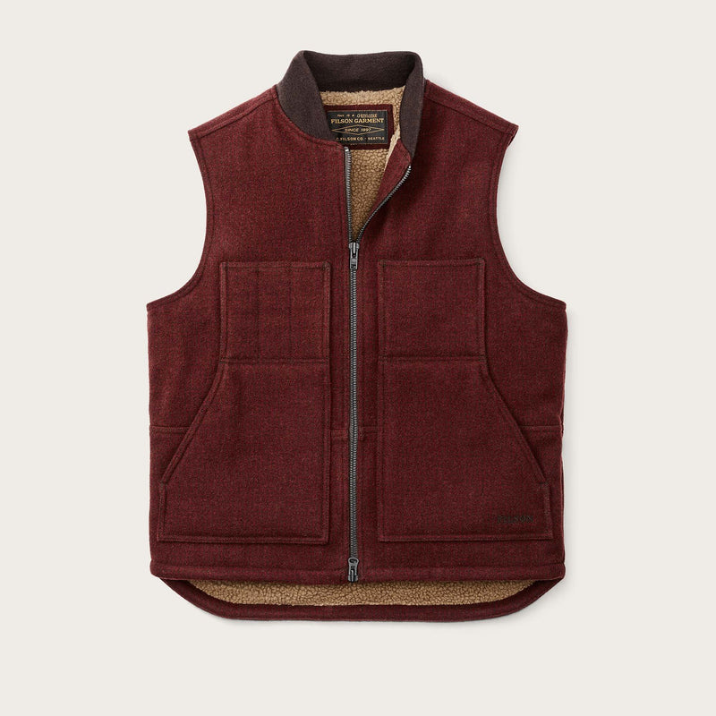 Lined mackinaw wool work vest di Filson | Dark red blac (Red)