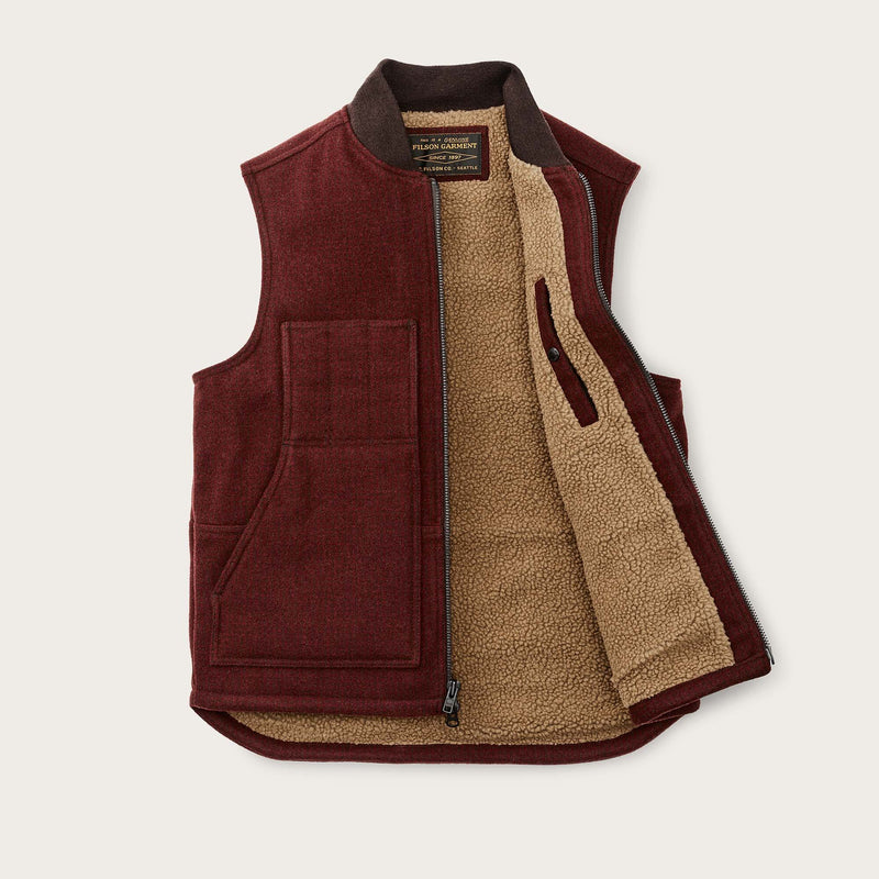 Lined mackinaw wool work vest di Filson | Dark red blac (Red)