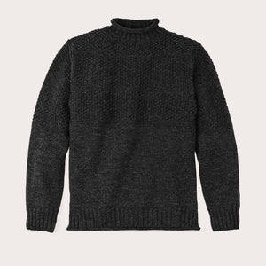 Wool roll neck fisherman's sweater by Filson | Charcoal heather (Gray)