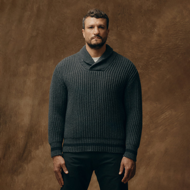 Maglione con collo sciallato bristol di Filson | Gray heather / dark charcoal