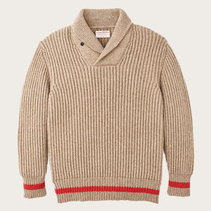 Maglione con collo sciallato bristol di Filson | Oatmeal heather / flame