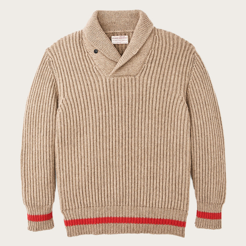 Maglione con collo sciallato bristol di Filson | Oatmeal heather / flame