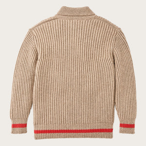 Maglione con collo sciallato bristol di Filson | Oatmeal heather / flame