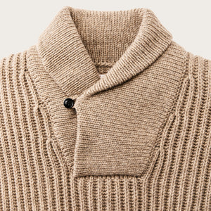 Maglione con collo sciallato bristol di Filson | Oatmeal heather / flame