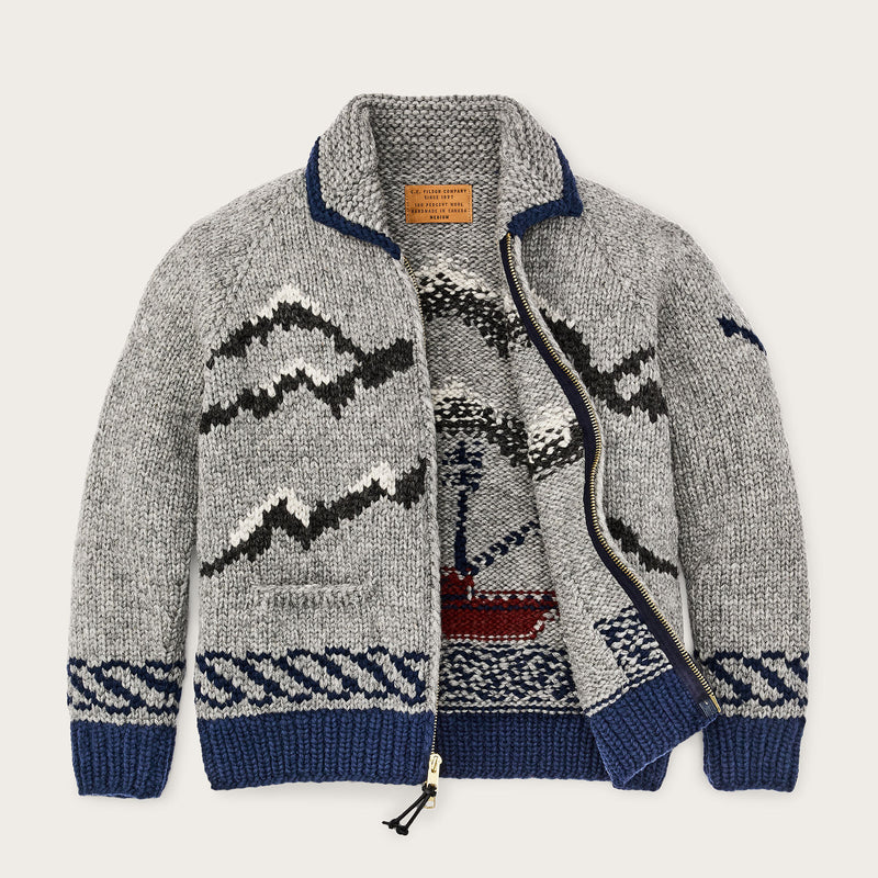 Handmade full-zip sweater by Filson | Heather gray / fishi (Gray)