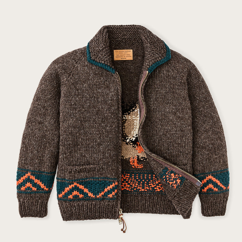 Handmade full-zip sweater par Filson | Heather brown / mall (Brown)