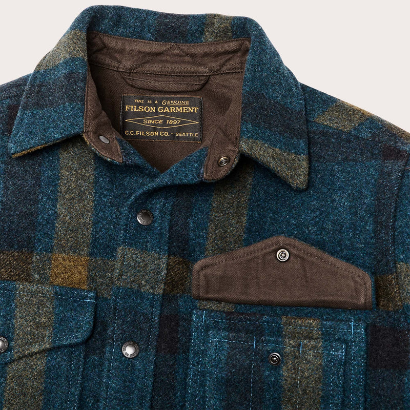 Lined mackinaw wool jac-shirt di Filson | Teal ochre pl (Blue)