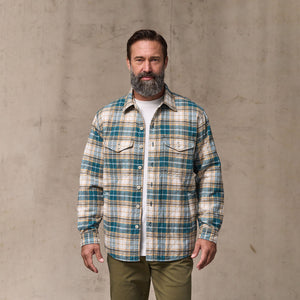Insulated flannel jac-shirt par Filson | Teal / khaki plaid (Blue)