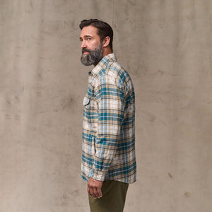 Insulated flannel jac-shirt par Filson | Teal / khaki plaid (Blue)