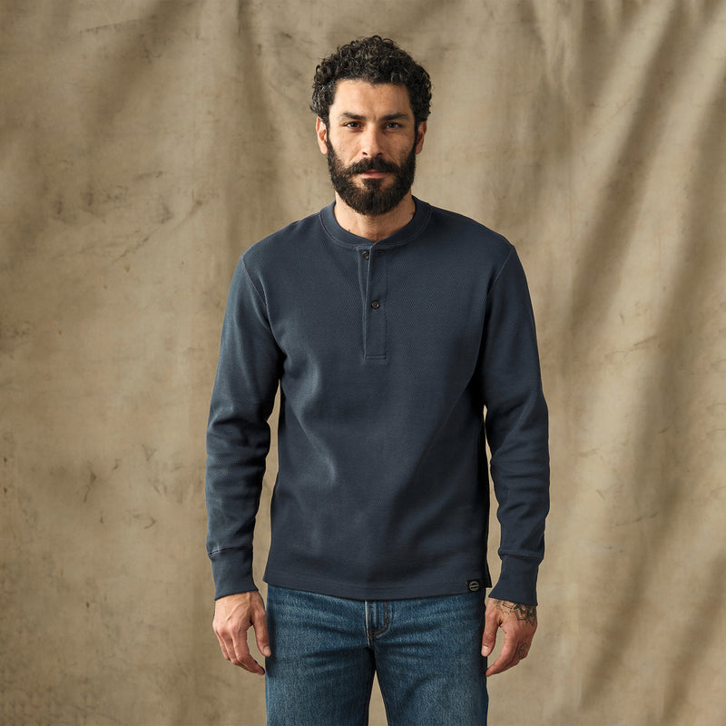 Waffle knit henley by Filson | Blue mussel (Blue)