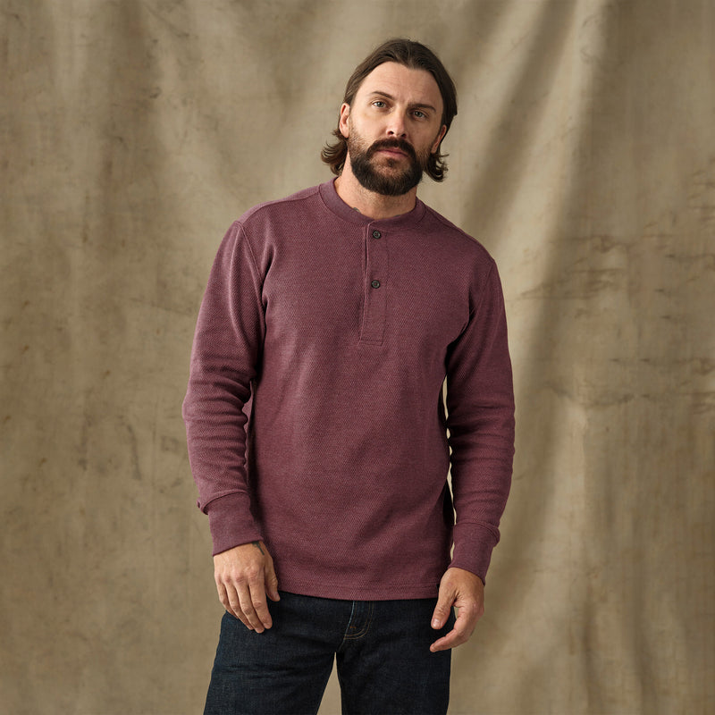 Waffle knit henley by Filson | Dark port heather (Red)