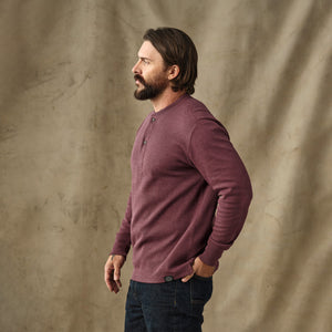 Waffle knit henley by Filson | Dark port heather (Red)