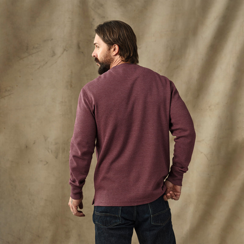 Waffle knit henley by Filson | Dark port heather (Red)