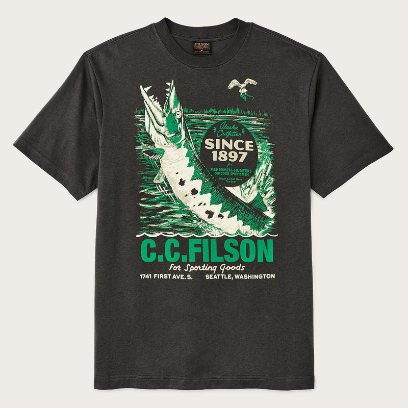 T-shirt graphique frontier par Filson | Peat / sporting good (Gray)