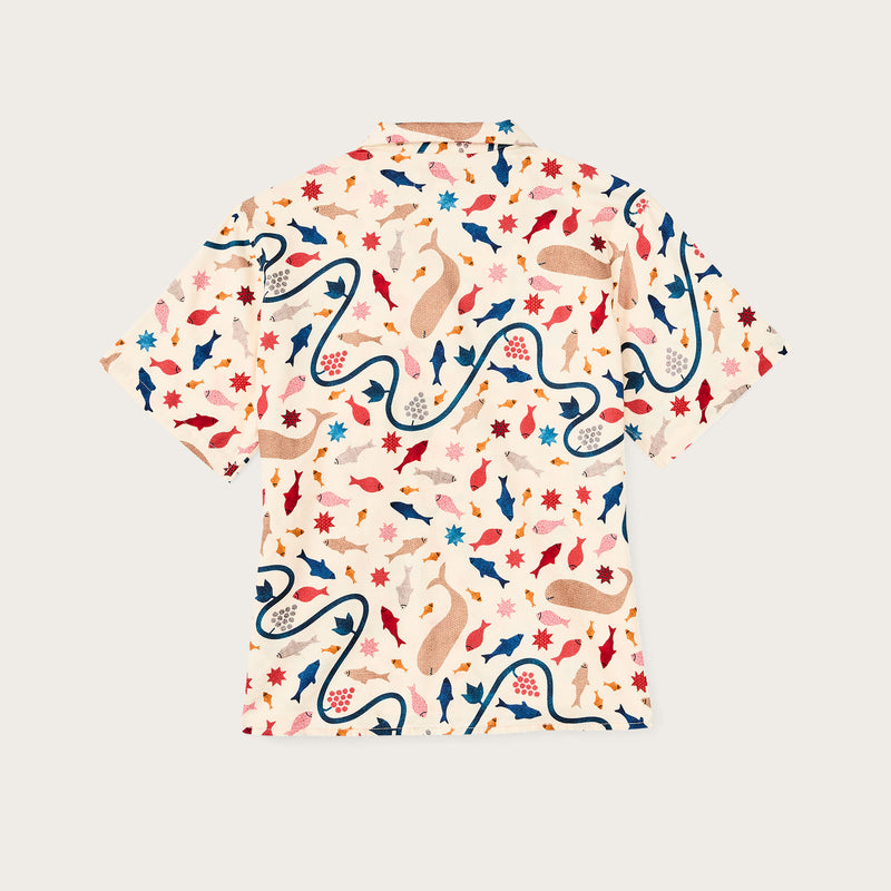 Chemise camp en sergé à manches courtes pour femme by Filson | Natural/ whale print (Beige)