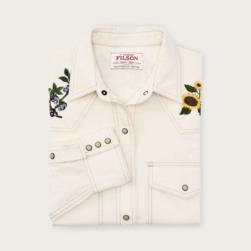 Women's embroidered western shirt par Filson | Natural seed (White)