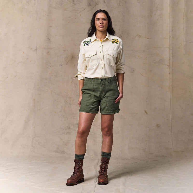 Women's embroidered western shirt par Filson | Natural seed (White)