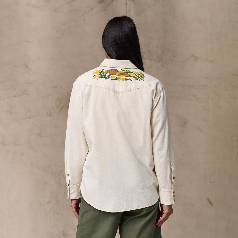 Women's embroidered western shirt par Filson | Natural seed (White)