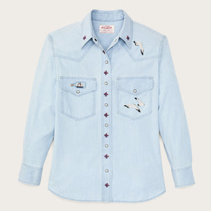 Women's embroidered western shirt par Filson | Light indigo (Blue)