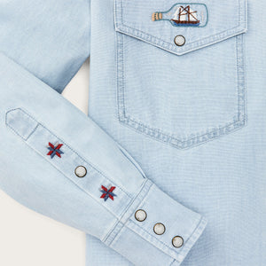 Women's embroidered western shirt par Filson | Light indigo (Blue)