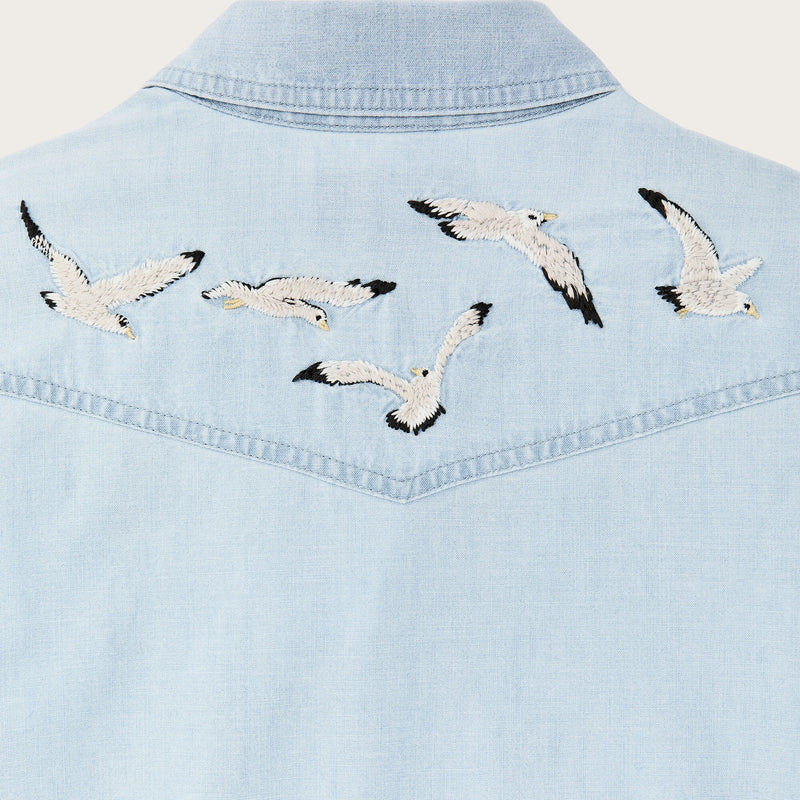 Women's embroidered western shirt par Filson | Light indigo (Blue)
