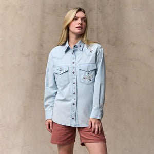 Women's embroidered western shirt par Filson | Light indigo (Blue)