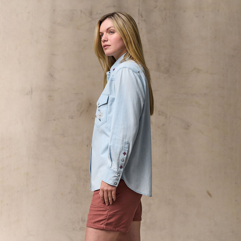 Women's embroidered western shirt par Filson | Light indigo (Blue)