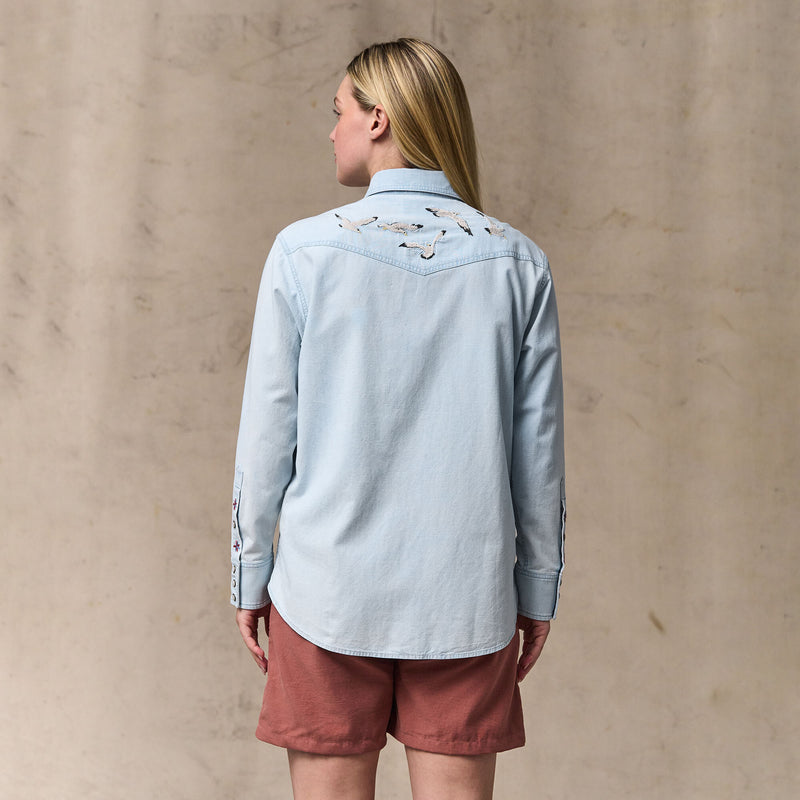 Women's embroidered western shirt par Filson | Light indigo (Blue)