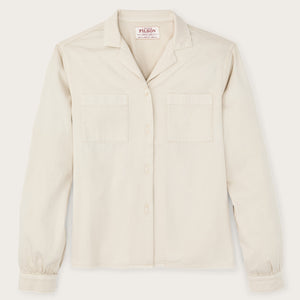 Women's long sleeve twill camp shirt par Filson | Cream (White)