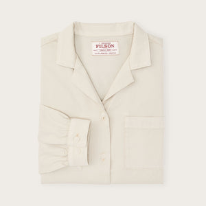 Women's long sleeve twill camp shirt par Filson | Cream (White)