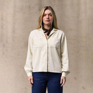 Women's long sleeve twill camp shirt par Filson | Cream (White)