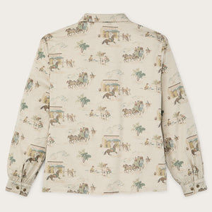Women's long sleeve twill camp shirt par Filson | Desert green / print (Beige)