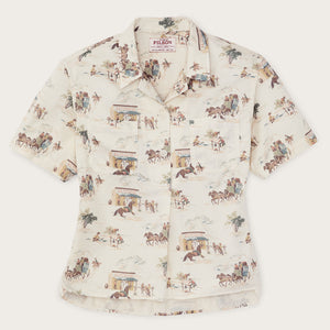 Women's twill popover shirt par Filson | Desert natural / print (Beige)