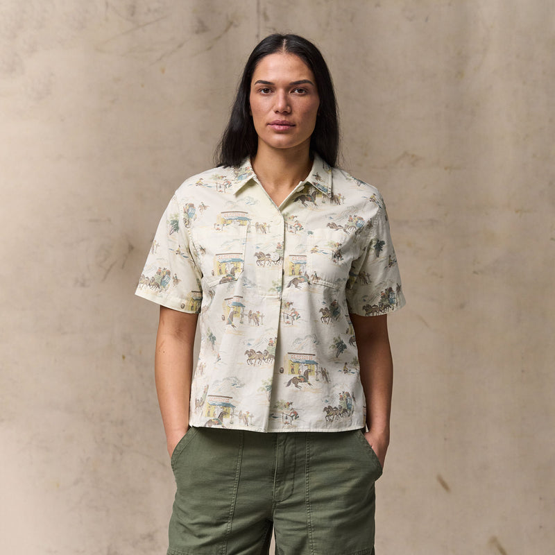 Women's twill popover shirt par Filson | Desert natural / print (Beige)