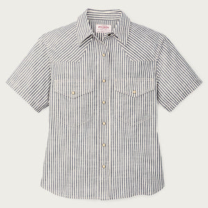 Women's short sleeve chambray western shirt par Filson | Indigo / natural (Gray)