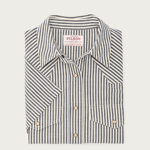 Women's short sleeve chambray western shirt par Filson | Indigo / natural (Gray)