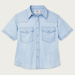 Women's short sleeve chambray western shirt par Filson | Light indigo (Blue)
